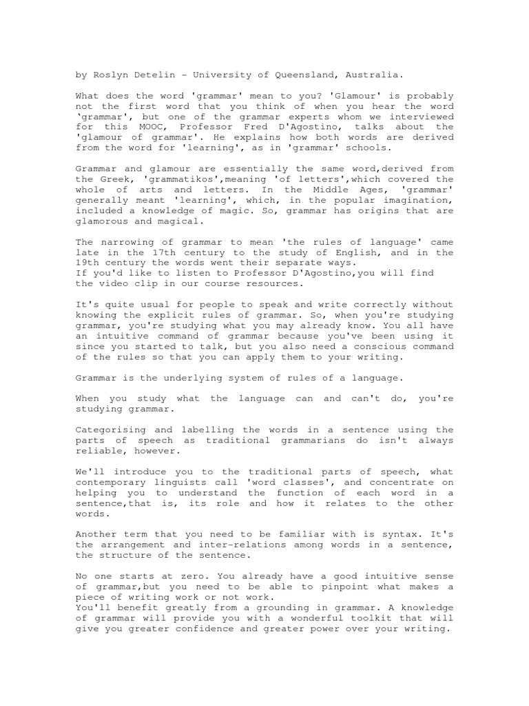 What Is Grammar and Why Does It Matter PDF Part Of Speech Grammar