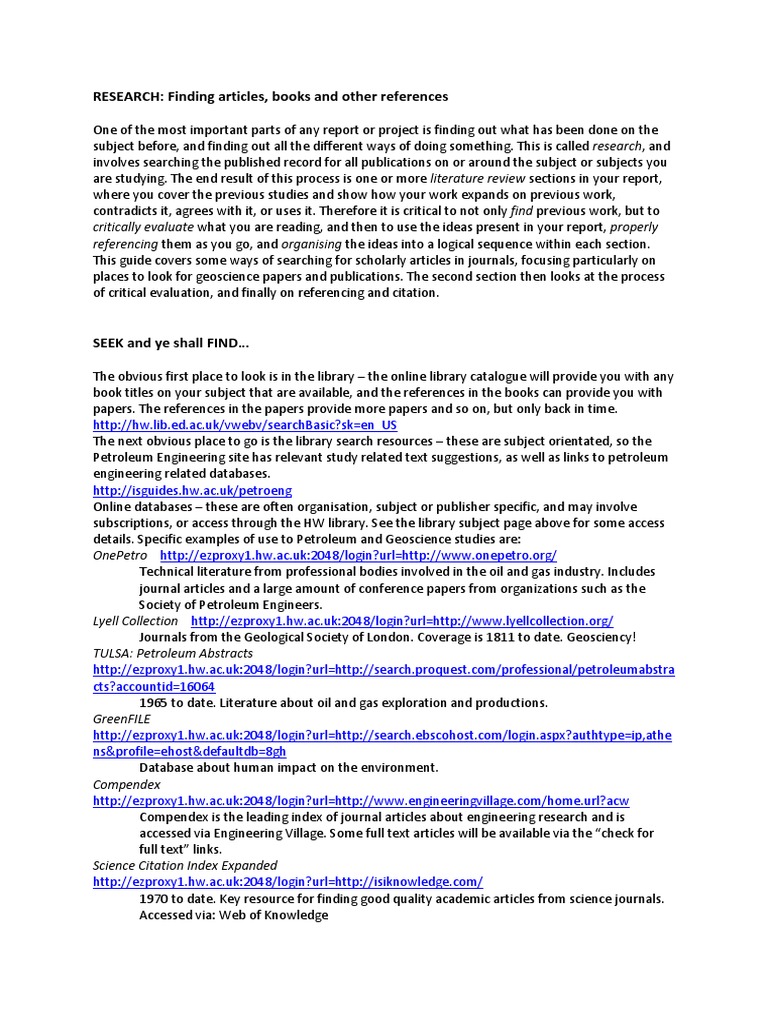 Research Finding Articles Books And Other References Pdf Citation