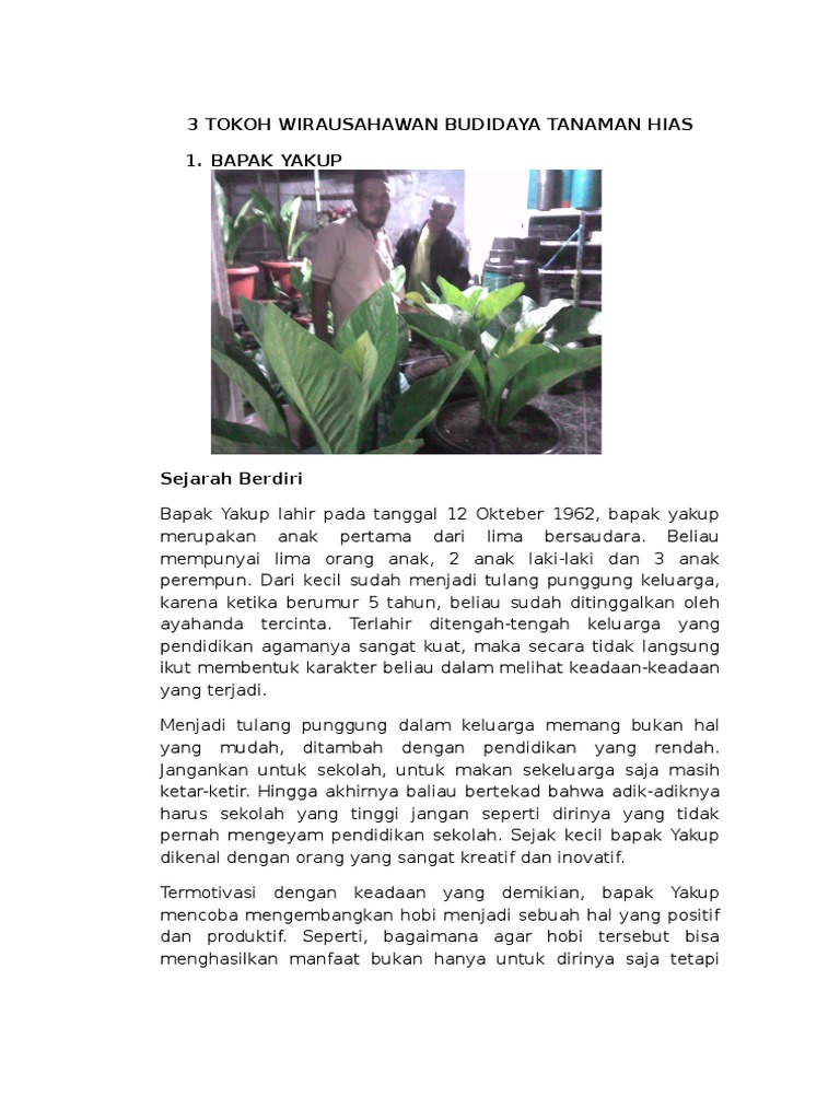 3 Tokoh Wirausahawan Budidaya Tanaman Hias Docx