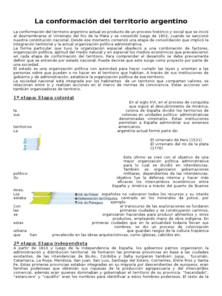 Etapas de la Conformación del Territorio Argentino | PDF | Argentina ...