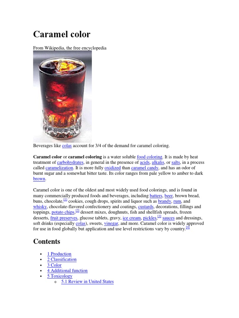 Caramel Color | PDF | Food And Drink | Food Ingredients