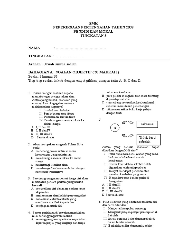 Contoh Soalan Peperiksaan Pertengahan Tahun Bahasa Inggeris Tingkatan 4 - Rasmi H