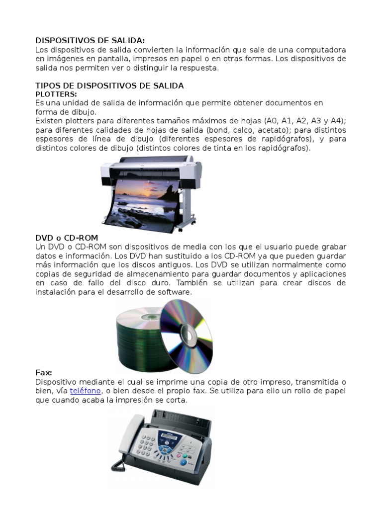 Dispositivos de Salida | PDF | Periférico | Impresora (Computación)