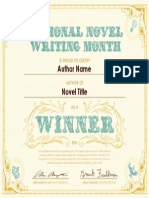 NaNoWriMo 2014 Winner Certificate