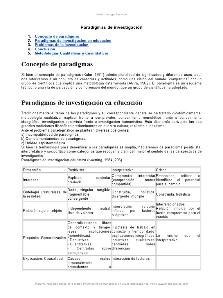 Paradigmas de Investigación Educativa | PDF | Paradigma | Science