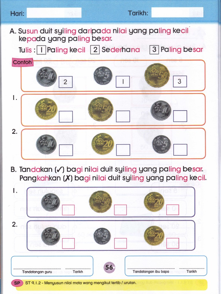 lembaran kerja nilai wang prasekolah - Nathan Hudson