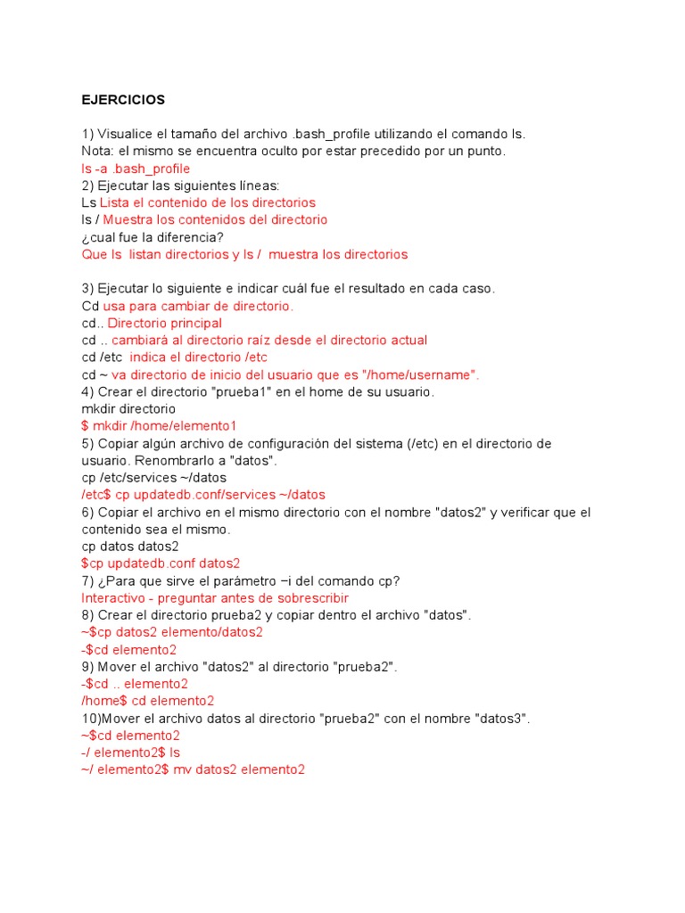 Ejercicios de Comandos en Linux | PDF