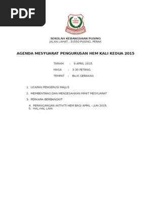 Agenda Mesyuarat Hem Bil1 Pdf