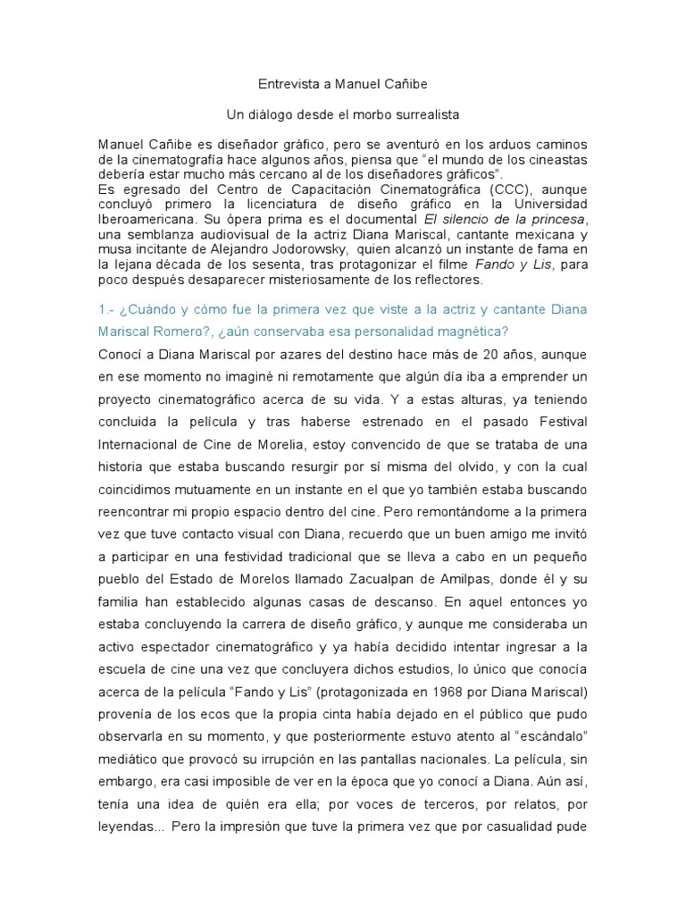 Entrevista A Manuel Cañibe PDF Documental Ocio