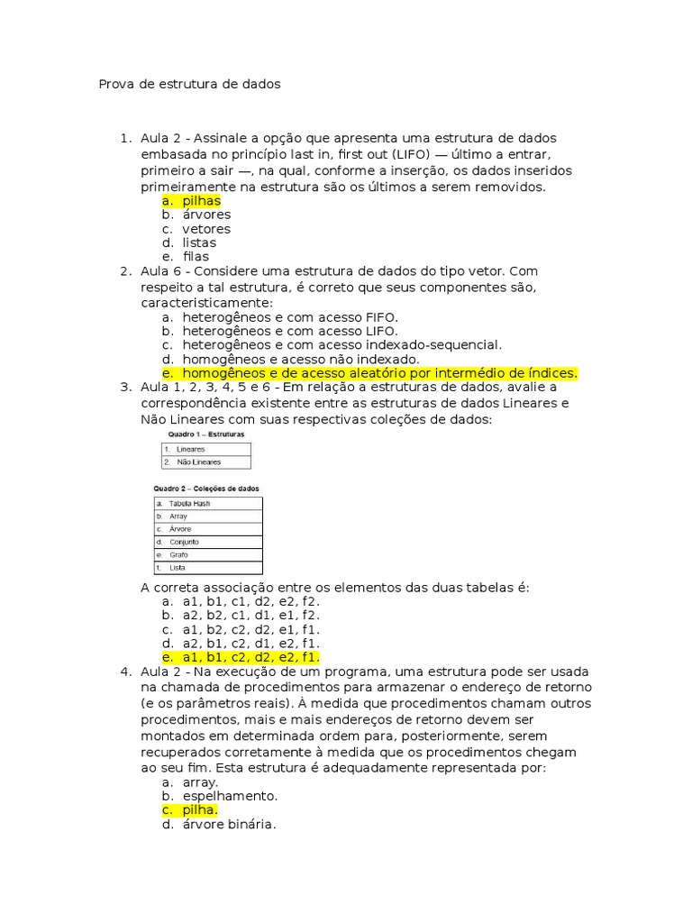 Prova de Estrutura de Dados | PDF | Estrutura de dados | C (linguagem ...