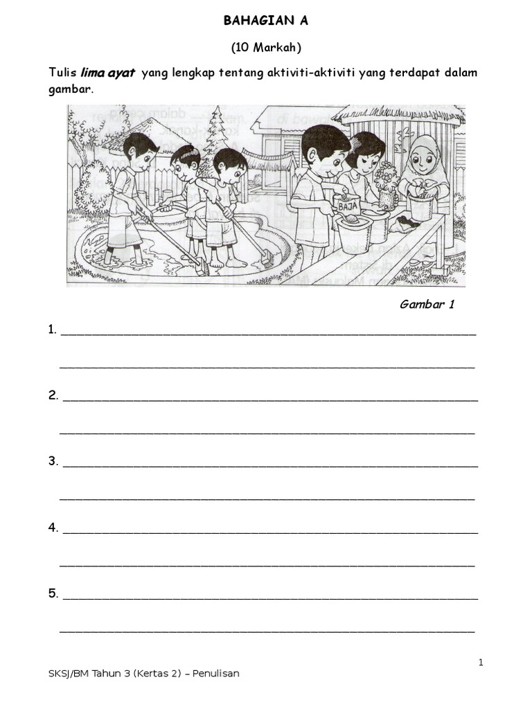 PKSR - 2 Soalan Penulisan Kertas 2 Bahasa Melayu Tahun 3  PDF