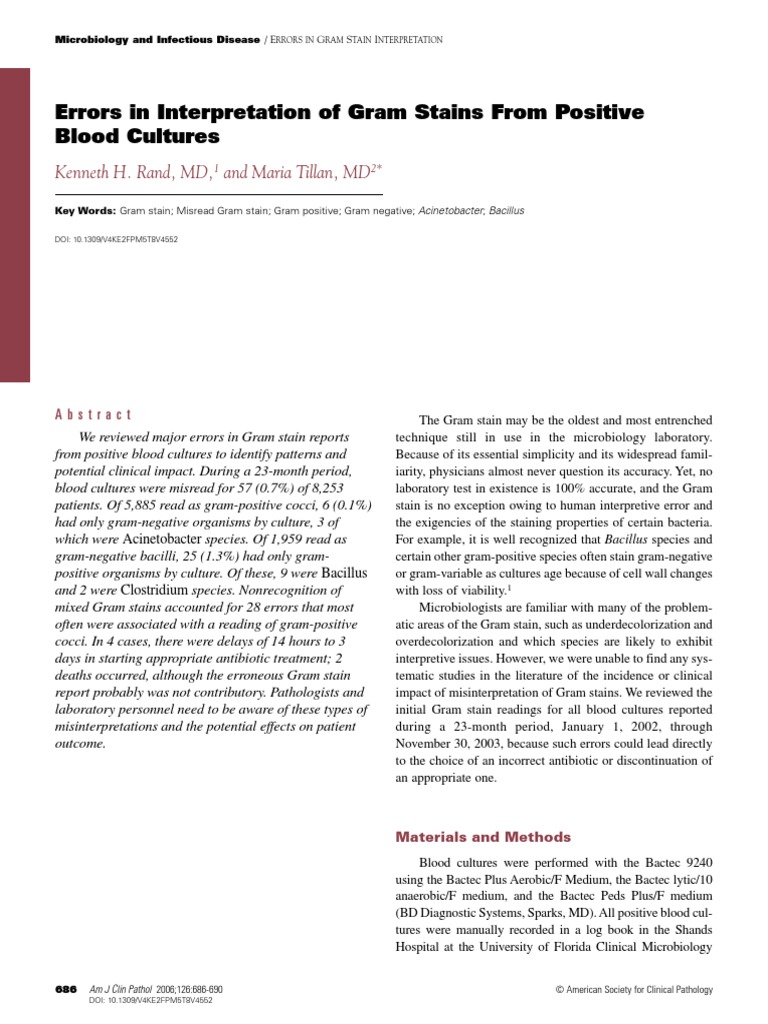 Errors in Interpretation of Gram Stain | PDF