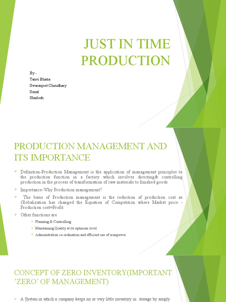 Just in Time Production Explained | PDF | Operations Management | Inventory