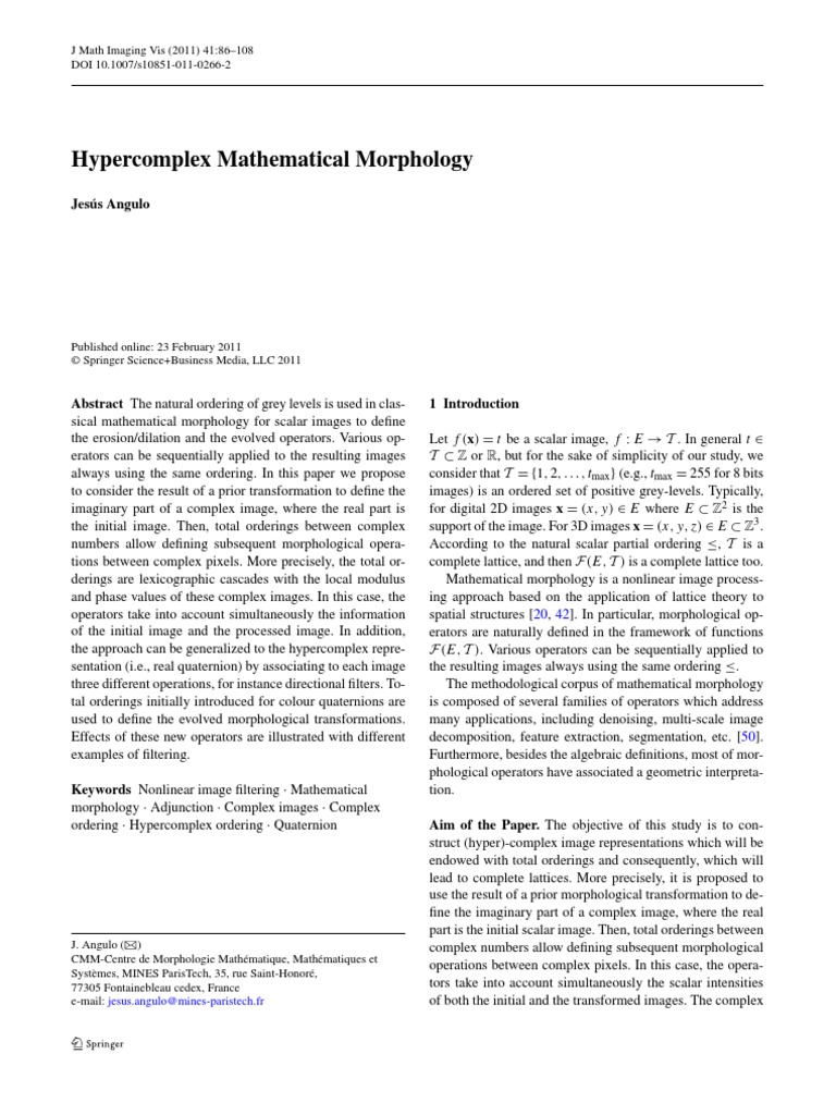 Mathematical Morphology PDF Complex Number