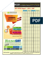 NTSE Stage 2 2015 SAT Answer Key