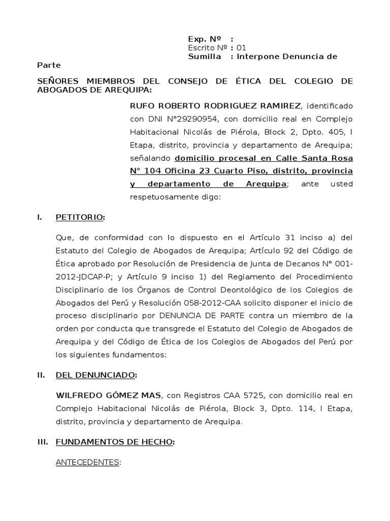 Queja Caa Pdf Etica Profesional Medicina