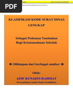 Klasifikasi Kode Surat Dinas Lengkap