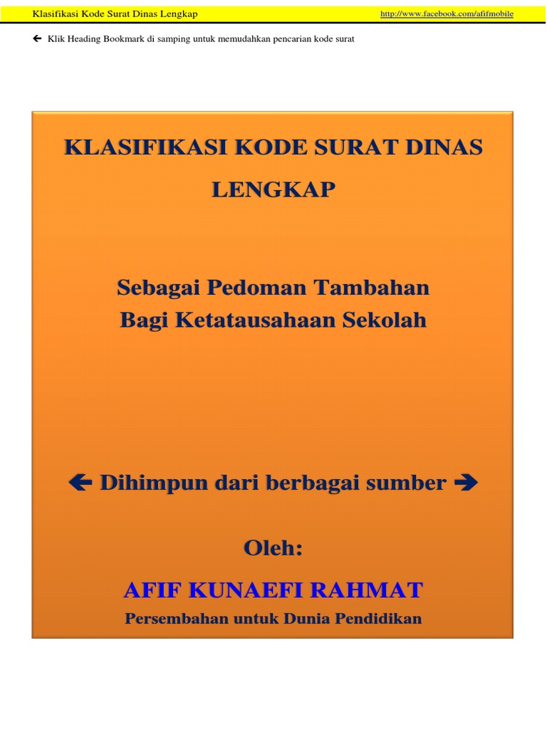Klasifikasi Kode Surat Dinas Lengkap