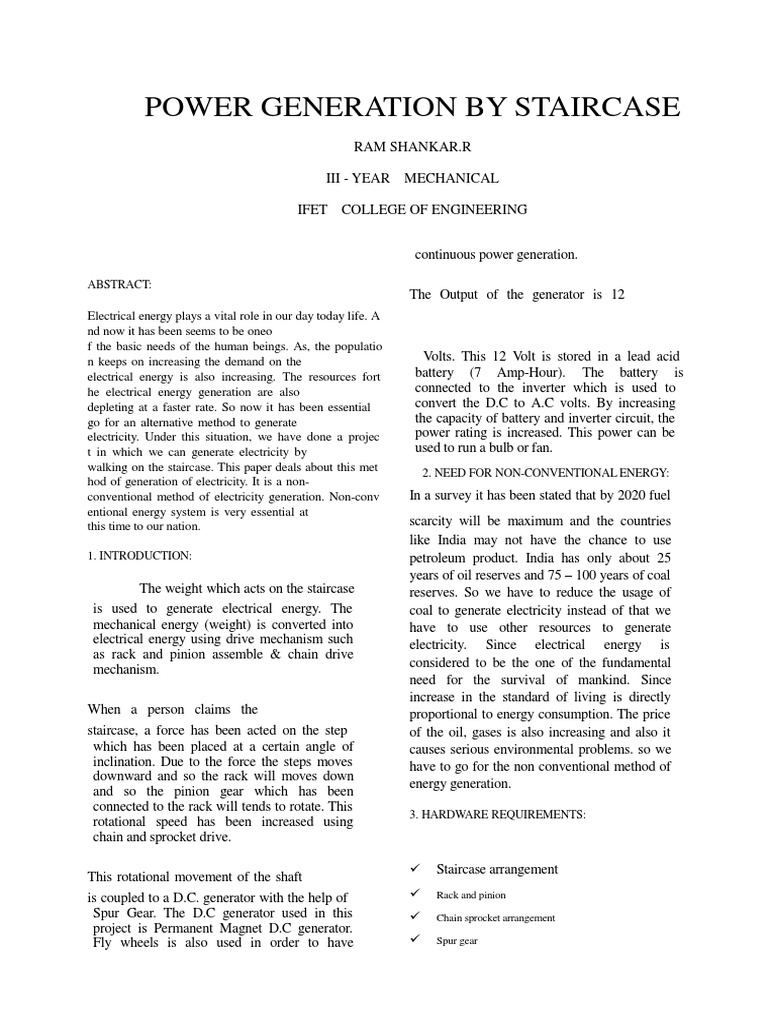 Power Generation Using a Staircase: Design and Testing of a Mechanism ...