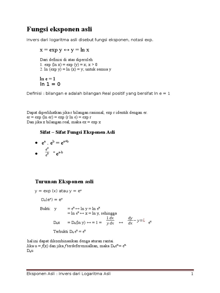 Maklah Fungsi Eksponen Asli