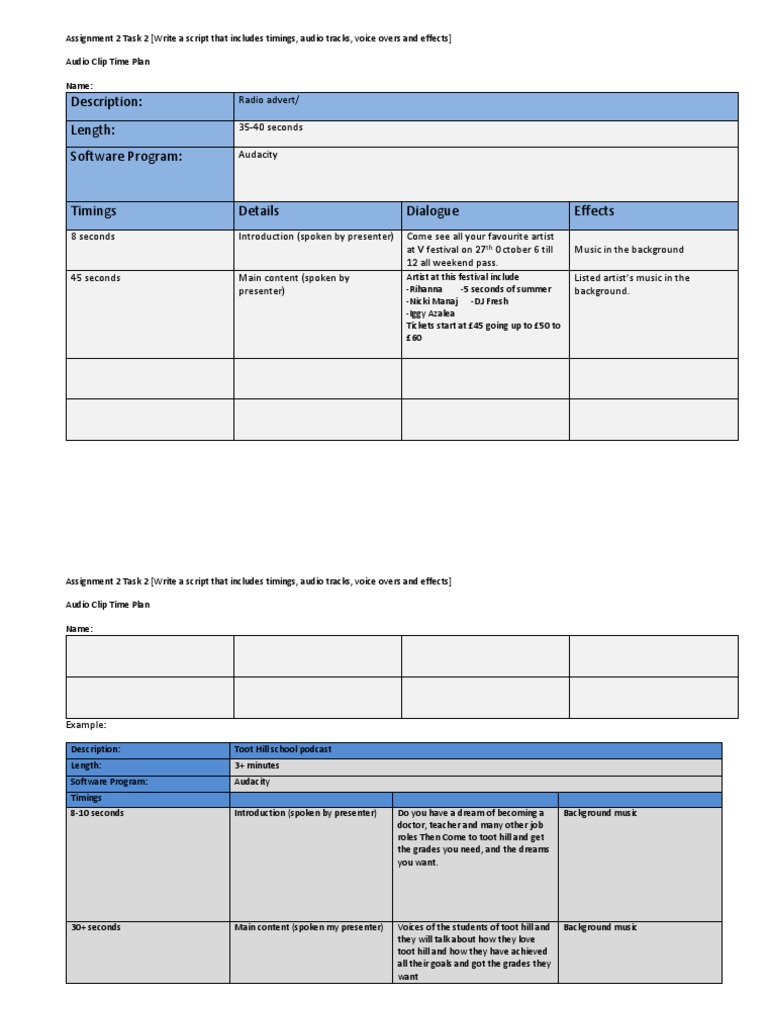 Radio Advert Script with Timings | PDF