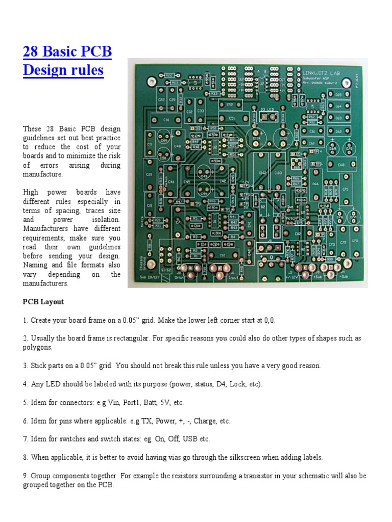 Basic Pcb Design Rules Pdf Printed Circuit Board Electrical