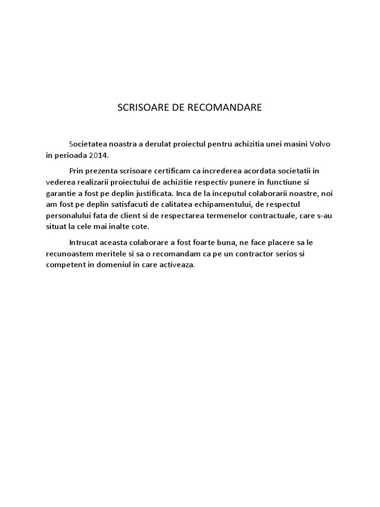 Scrisoare de Recomandare