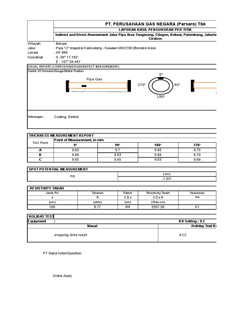 Gas Pipeline Inspection Report Bekasi | PDF | Technology & Engineering