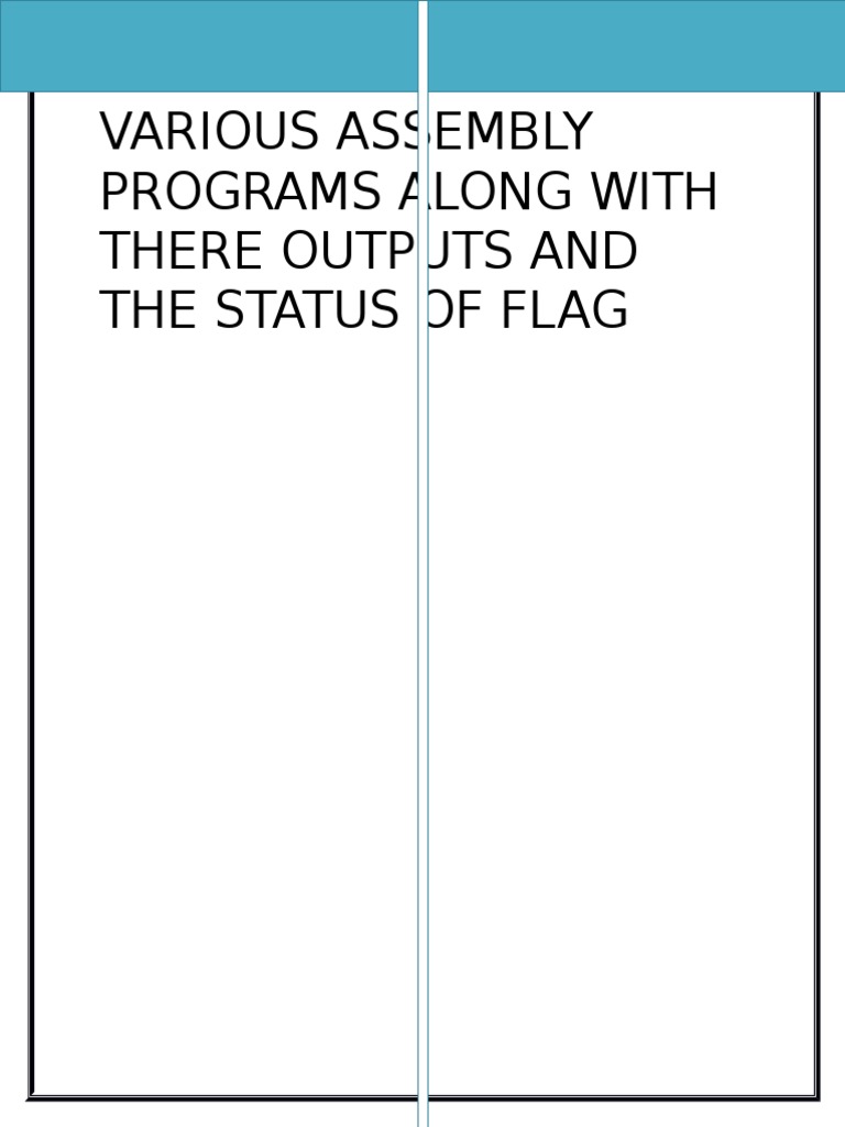 Assembly Language Programs Alng With There Outputs | PDF