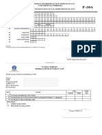 Formulir Pendaftaran TAP UT2013 F-10A