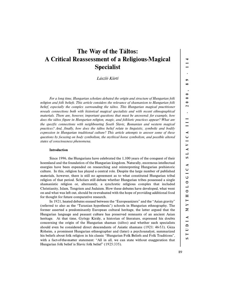 The Way of The Táltos: A Critical Reassessment of A Religious-Magical ...