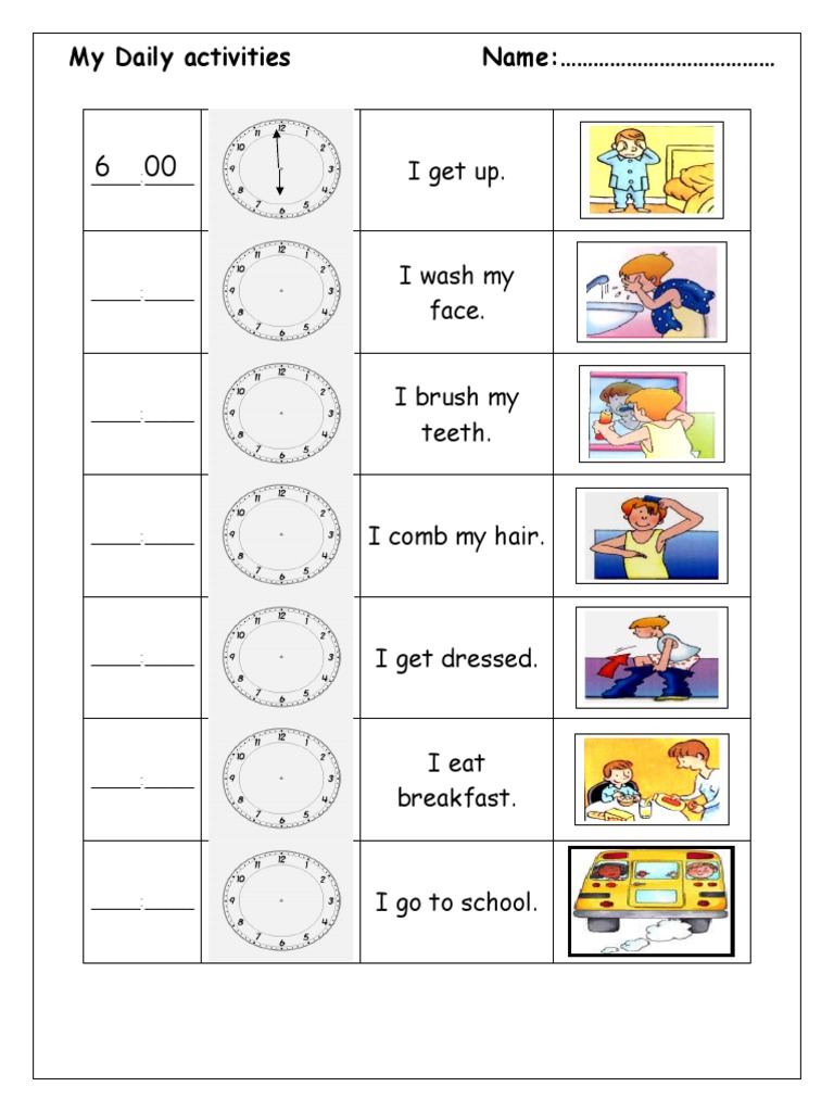 Daily Routine Activities Checklist | PDF | Self-Improvement