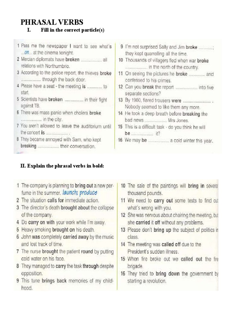 Mastering Phrasal Verbs Exercises | PDF | Language Families | Lexical ...