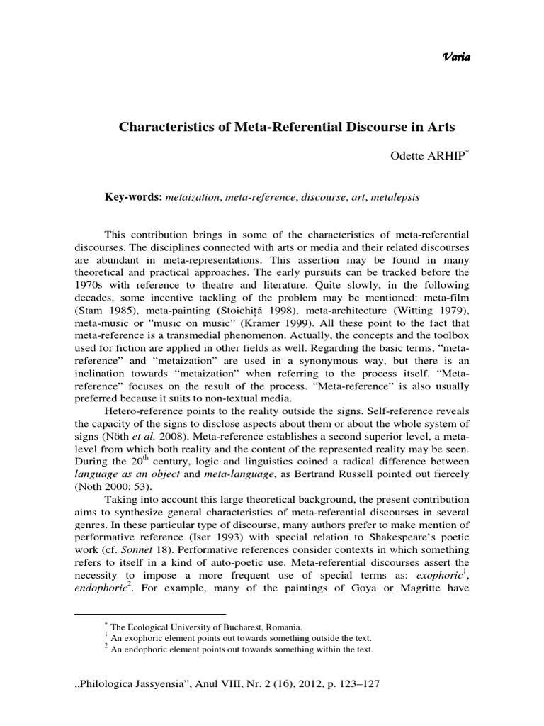 Meta Referential Arts Italy Museum scribd