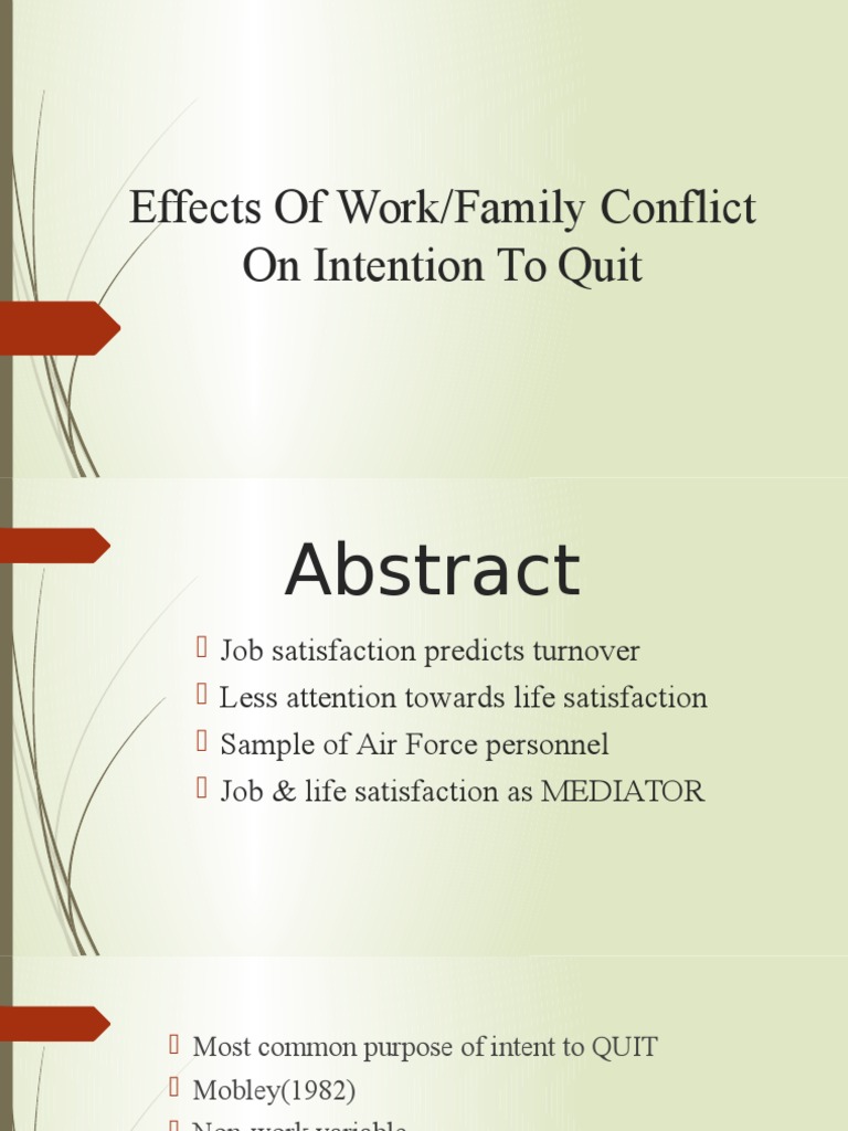 Effects of WorkFamily Conflict On Intention To Quit | PDF | Job ...