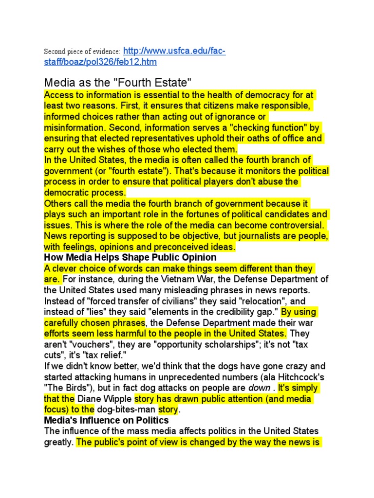 Media's Role in U.S. Politics and Elections | PDF | United States ...