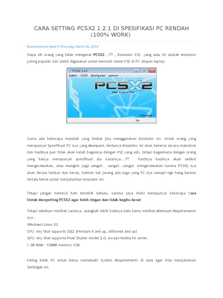 Cara Setting PCSX2 1.2 Full Speed | PDF