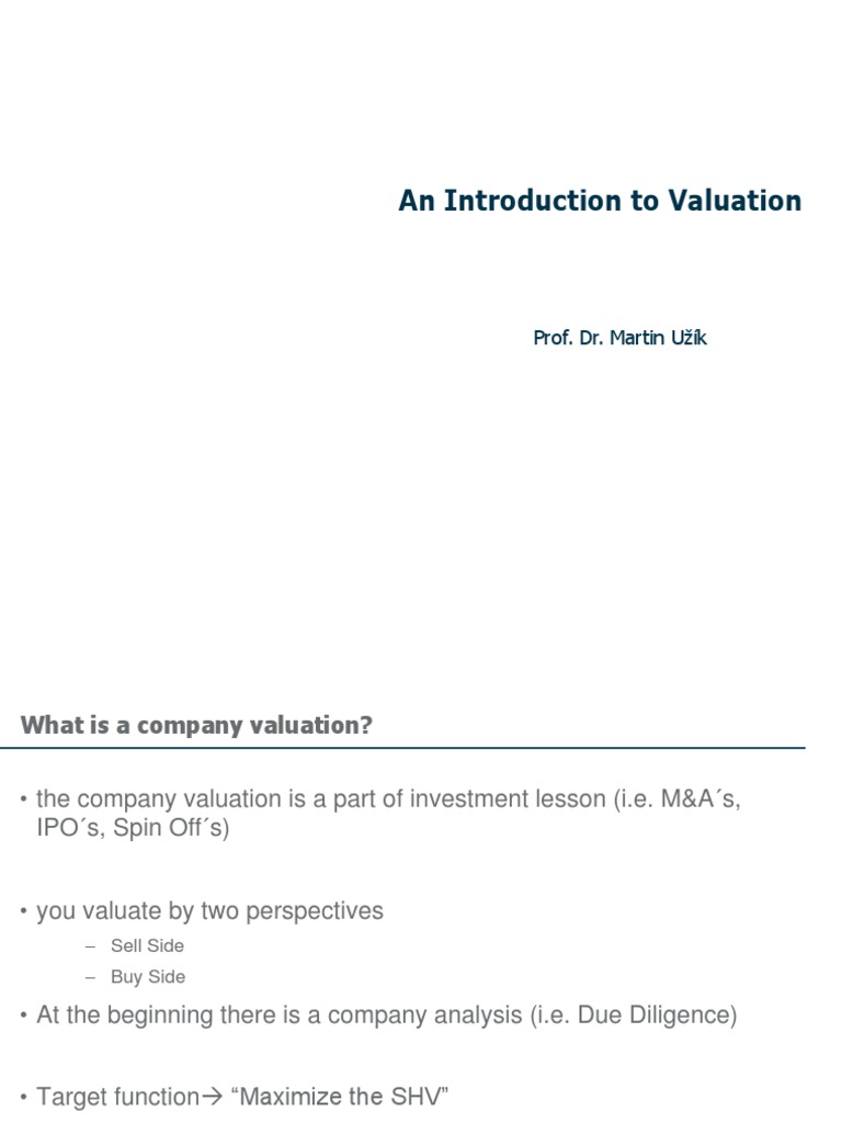 Valuation 1 Introduction Valuation Download Free Pdf Discounted