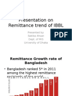 Presentation On Remittance Trend of IBBL: Presented By: Sakiba Ahsan Dept. of MIS University of Dhaka