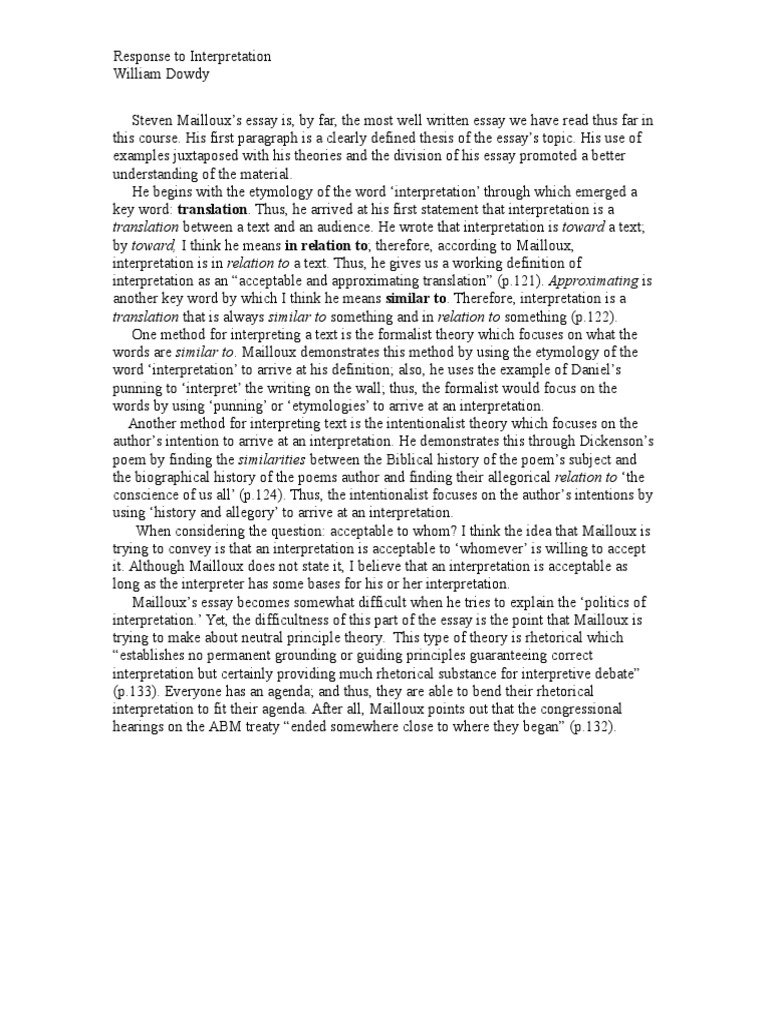 Essay On Constitutional Interpretation
