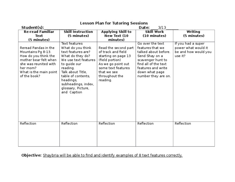 Lesson Plan: Identifying Text Features | PDF