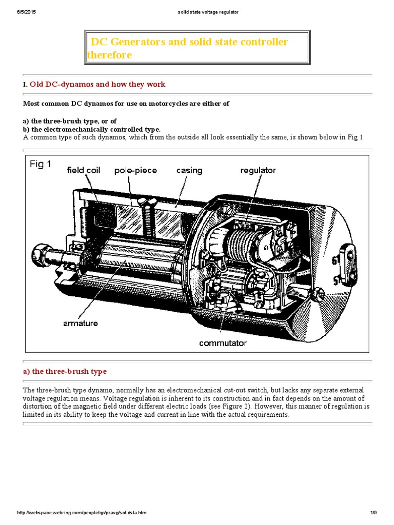 Solid State Voltage Regulator for Dynamos | PDF | Electric Generator ...