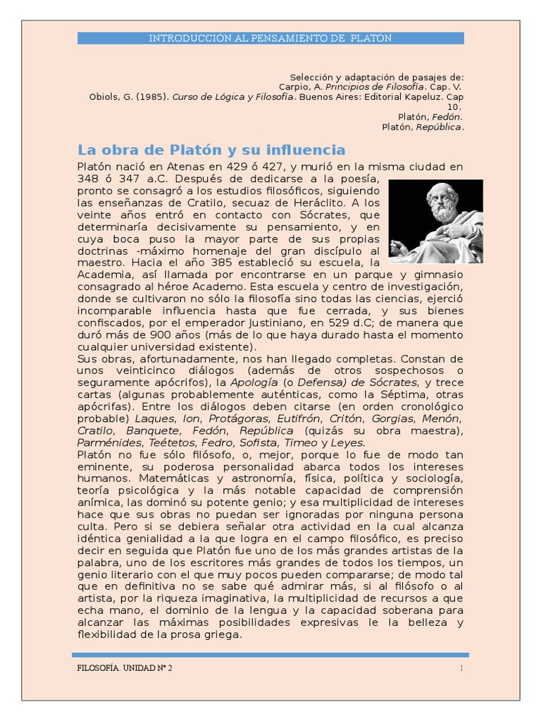 Introducción Al Pensamiento de Platón Platón Conocimiento