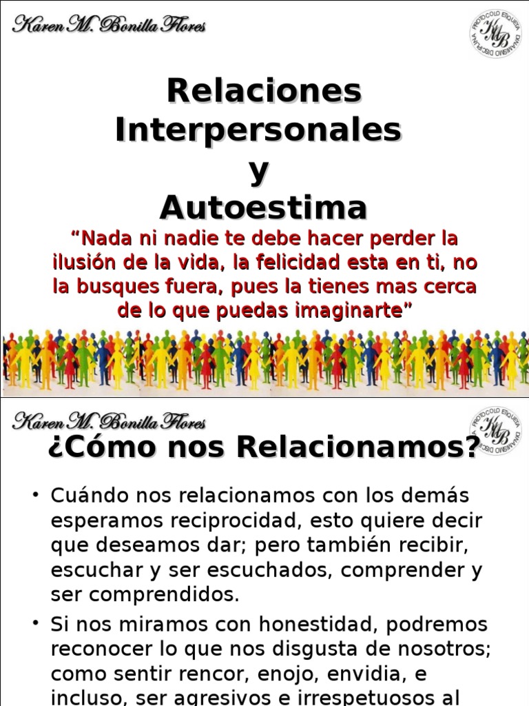 Autoestima y Relaciones Interpersonales | PDF | Autoestima ...