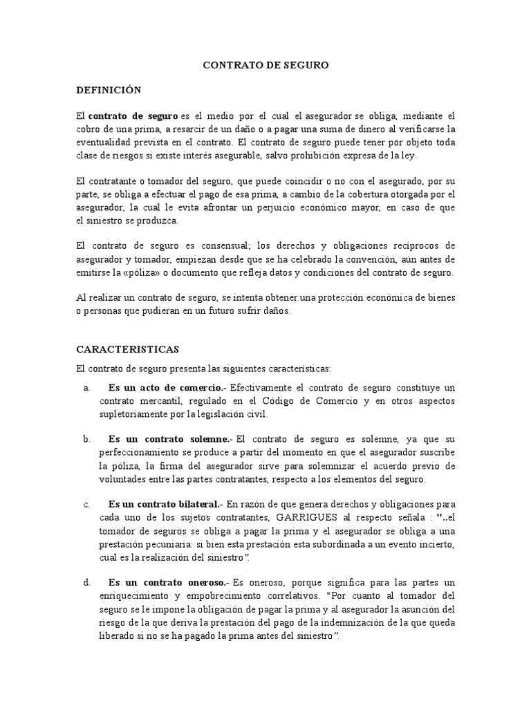 Contrato de Seguro | PDF | Póliza de seguros | Seguro