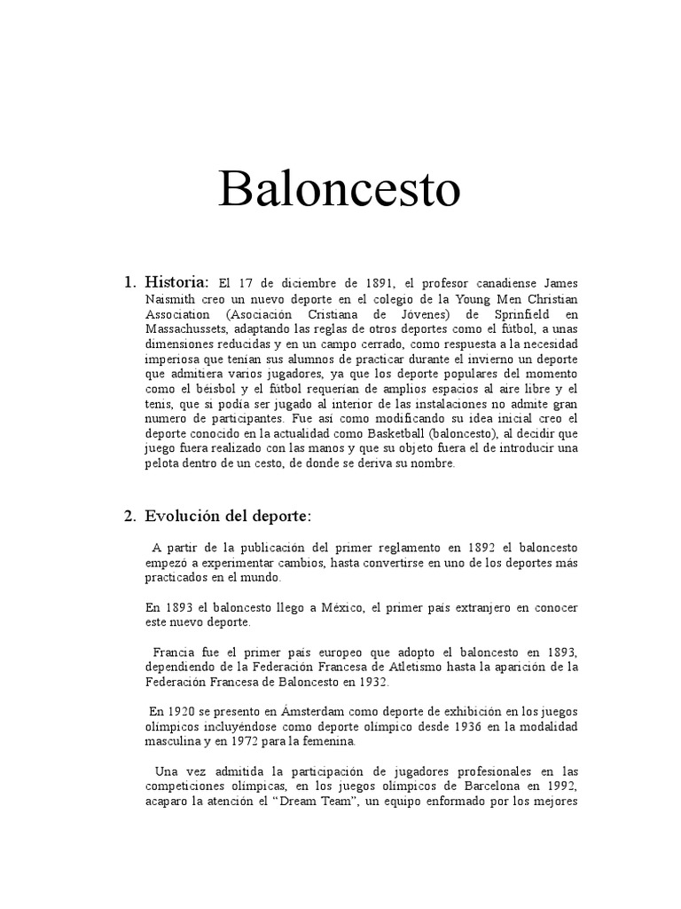 Informe Escrito Del Baloncesto | PDF | Posiciones de baloncesto | Defensor  (Asociación de Fútbol)