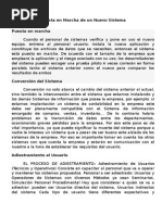 Puesta en Marcha de Un Nuevo Sistema