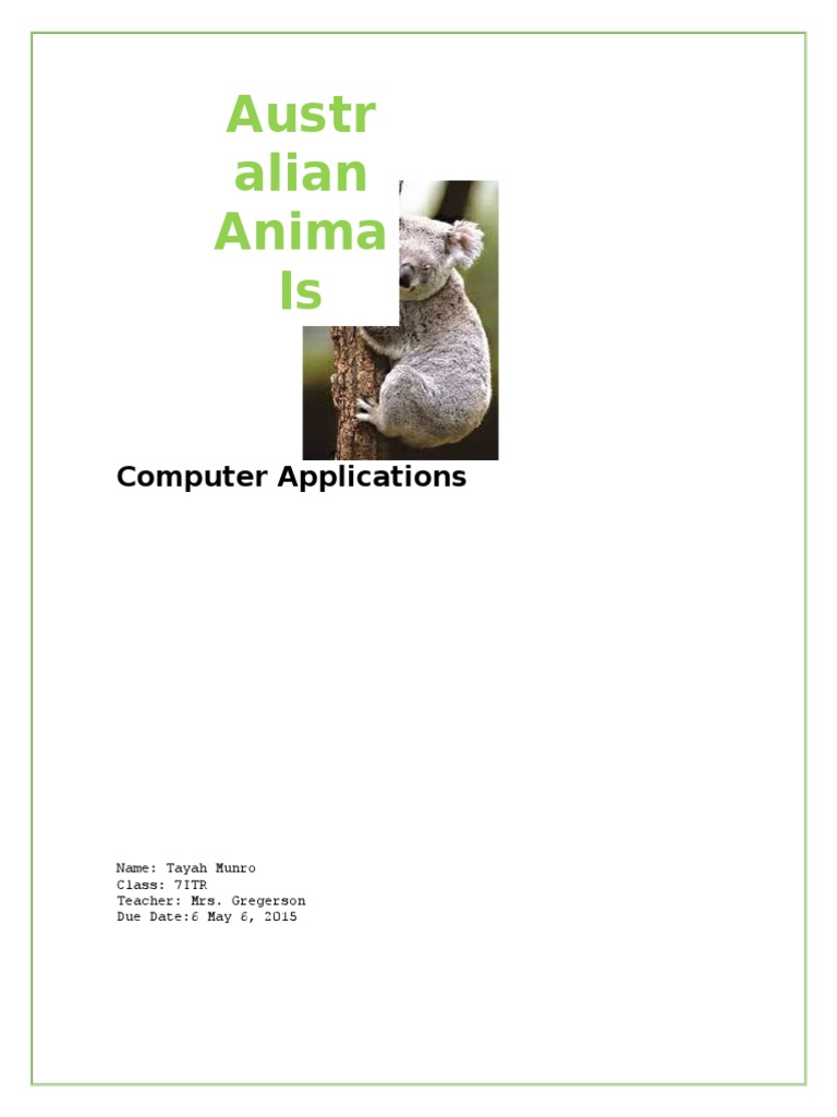 Australian Animals: Koala, Kangaroo, Platypus | PDF | Koala | Wildfire