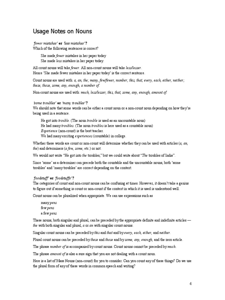 Short Notes On English Grammar - 4 | PDF