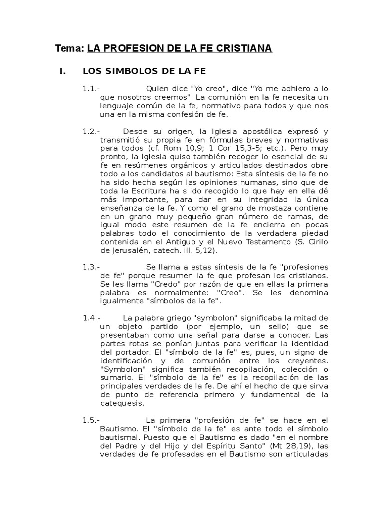 Esquema Numerico de La Profesion de Fe 2do Ciclo Doctrina Social | PDF ...